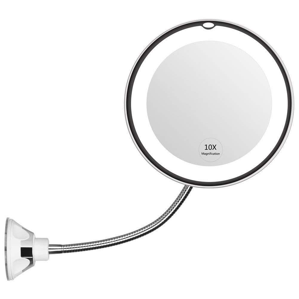 Anva LED Makeup Mirror, 10X Magnifying Vanity Mirror with Lights, Bathroom Vanity Mirror with Strong Suction Cup, 360 Degree Swivel,Daylight,Cordless Compact Travel Mirror