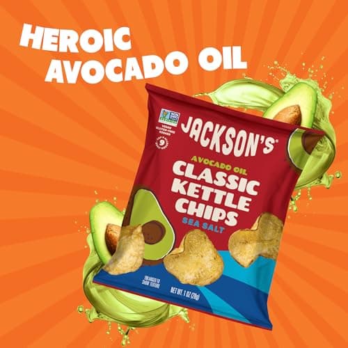 Jackson’s Potato Classic Kettle Chips with Sea Salt (1oz, Pack of 15) - Made with Premium Avocado Oil - Allergen-friendly, Gluten Free, Peanut Free, Vegan, Kosher - Shark Tank Product