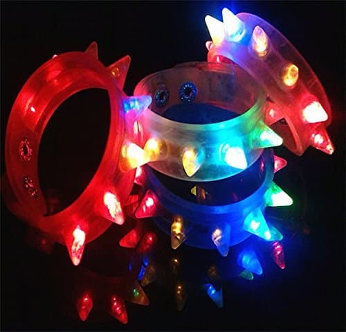 Flashing LED Light-up Spike Bracelets (2 Dozen - 24 Pcs)