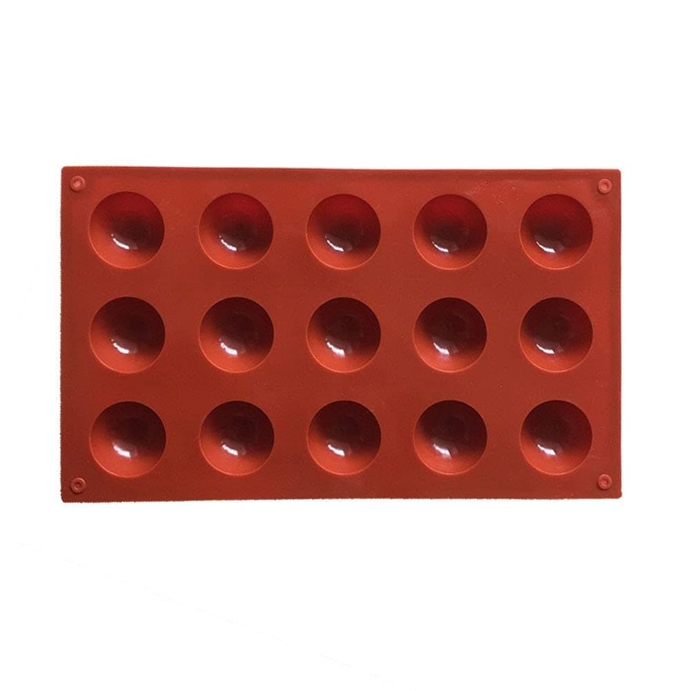 ADS Silicone Pastry Chocolate Cake Mold Baking Pan - Circle/Round Cylinder - 15 Cavities - 3 Sizes