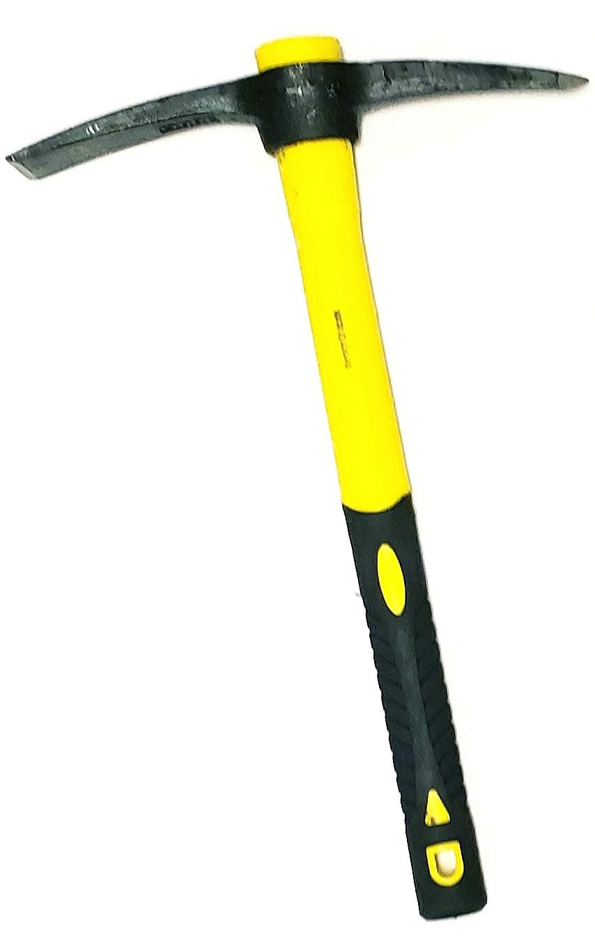 Weeding Mattock Hoe, Pick Axe 15-Inch, One Piece Intact Plastic Coated Fiberglass Handle, 1.4LB