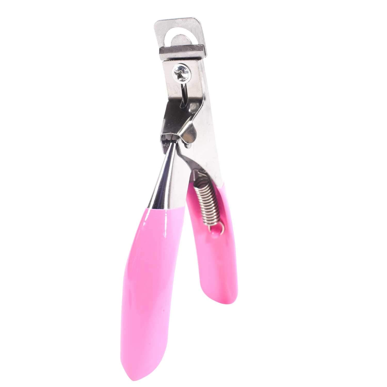 TRIXES Nail Clippers - False Nail Tip Cutters - Nail Trimmer for Acrylic or Gel Nails - Professional Nail Tip Clippers - False Nails Artificial Gel Nails Shaper - Professional Manicure Tools - Pink