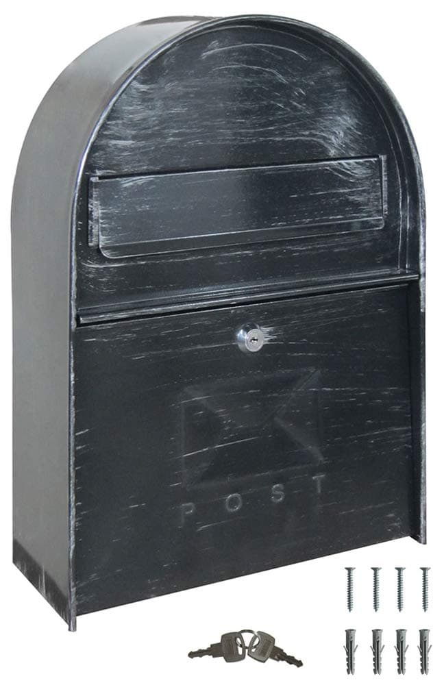 Retro Antique Nostalgia Vintage Letter Box Post Box Wall Mail Box Antique Grey V2Aox