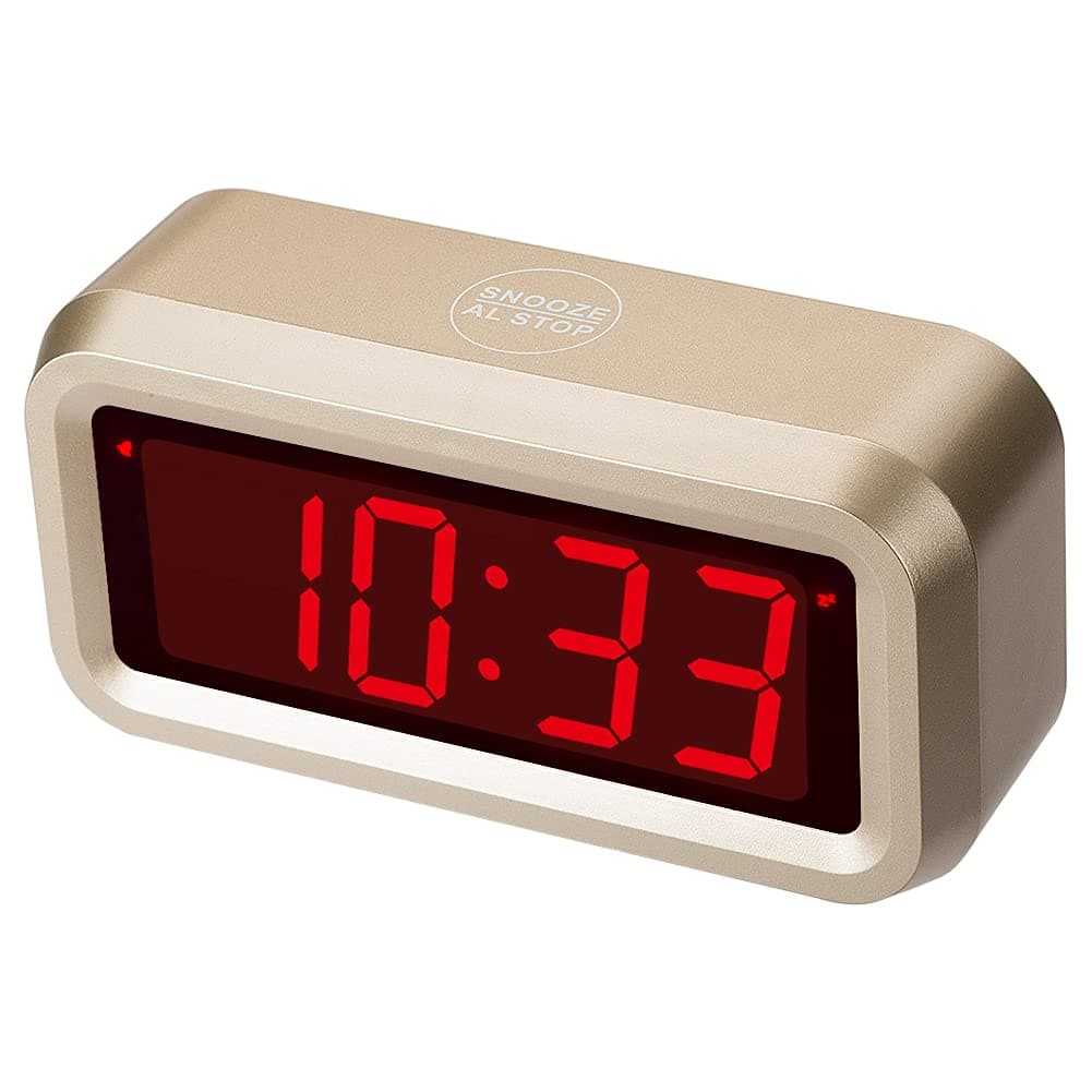 Alarm Clock for Bedrooms, LED Digital Clock Battery Operated Small Wall Clock with 3 Level Brightness Adjustable,Snooze,12/24Hr,1.2" Digital Display for Desk, Bebside,Table, Travel