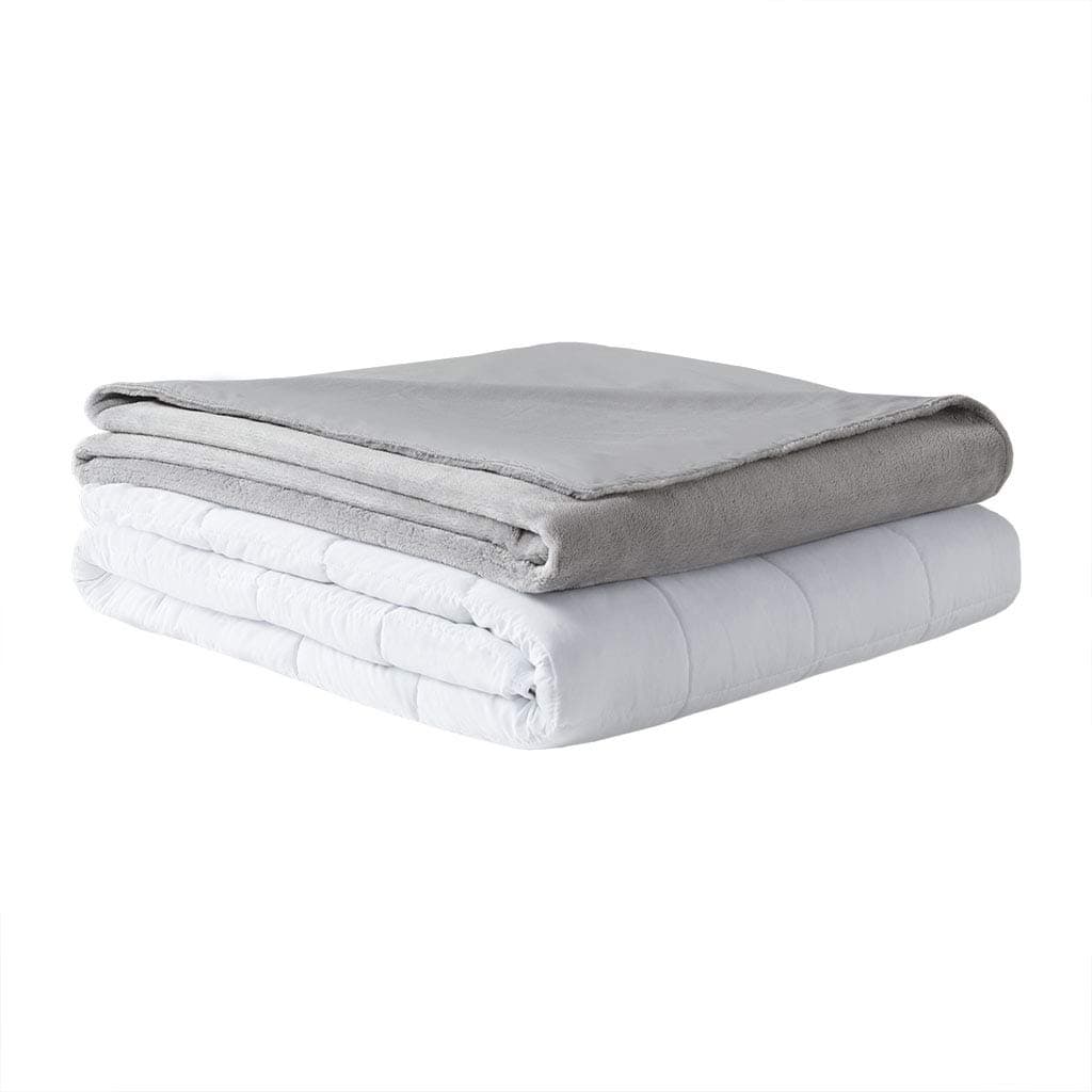 MP2 Weighted Blanket 15lbs | Heavy Blankets w/Nano-Ceramic Beads, Reversible Cooling & Warm Cover for Hot and Cold Sleepers - 48 x 72 Inches, Grey