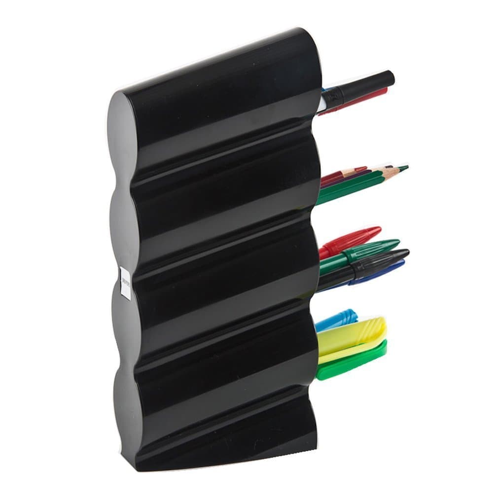 Open People Wave Pen Holder Pencil Holder 4 Division for Short Pens (Black)
