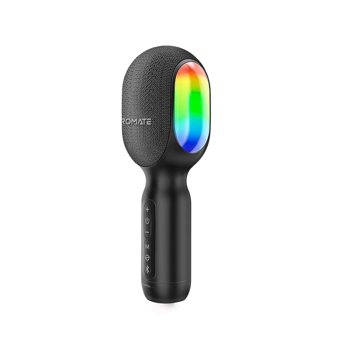 Promate Wireless Bluetooth Karaoke Microphone, Handheld 5-in-1 Karaoke Microphone & Speaker, LED Lights, TWS Duet Mode, 10-Hour Play Time, 3.5mm AUX, Headphone Port, Kids, Adults, VOCALMIC BLACK