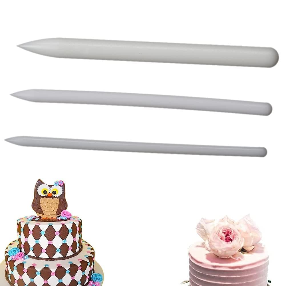 HEMOTON 3PCS Fondant Modeling Tools Fondant Cake Decorating Tools Plastic Fondant Carving Sculpting Pen Gum Paste for Cake Decorating Icing Smoother Rolling Pin