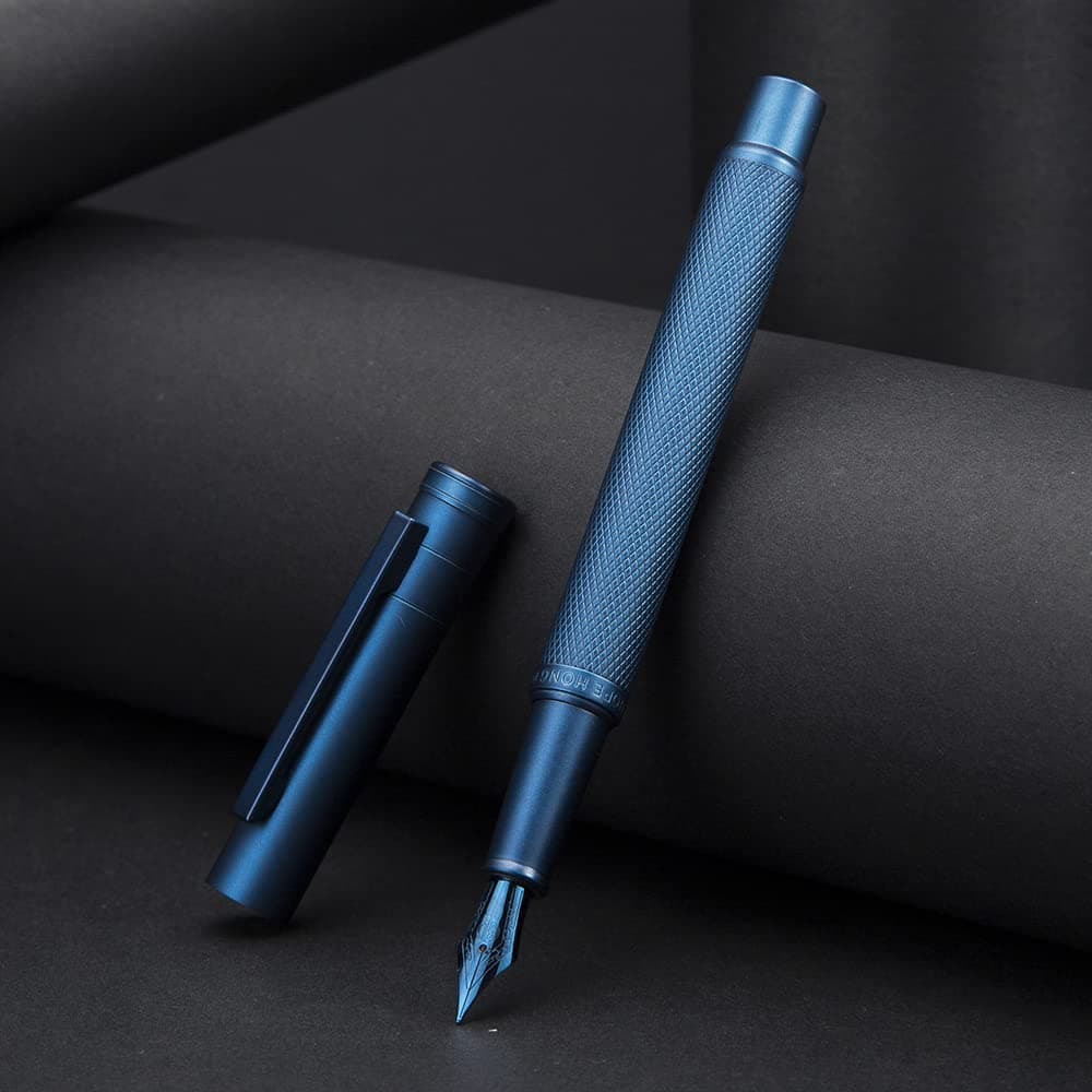 Hongdian Forest Fountain Pen Beautiful Blue Tree Texture Medium Nib Office Pen for Writing