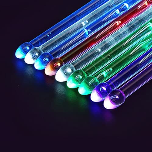 Rechargeable 15 Color Changing LED Light Up Drum Sticks With Storage Bag, Glow In The Dark Drumsticks, Drummer Gifts Glow Plastic Drum Sticks for Adults,Personalized DrumSticks(2pcs/Pack)