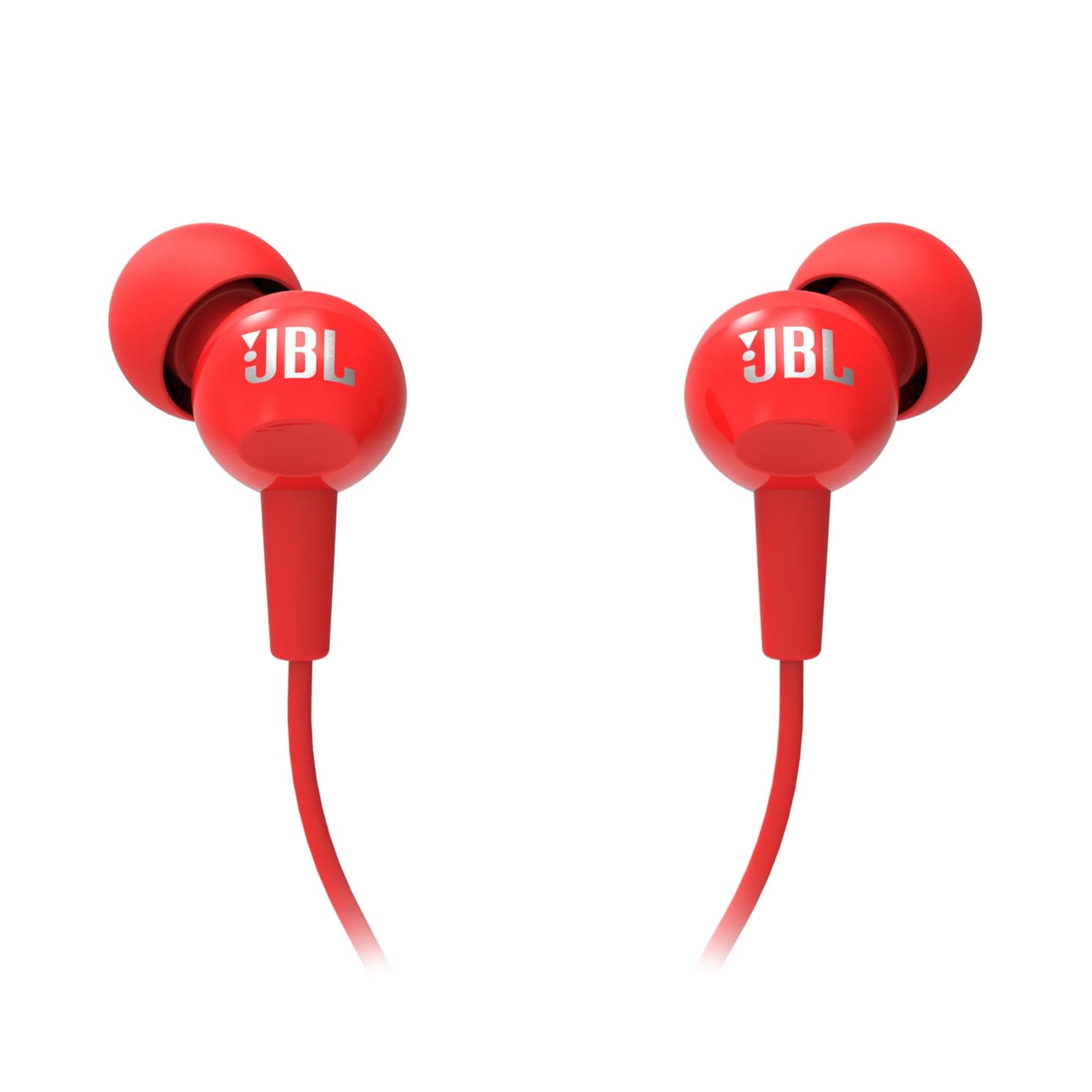 C100SIU In-Ear Headphones with 1-Button Remote and Microphone for Apple iOS/Android - Red