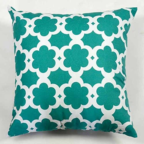 New Double Sided Clouds Geometric Pattern Vintage Cotton Lightweight Home Sofa Decor Cushion Cover Pillow Case (17"x17(43x43cm), Aqua)