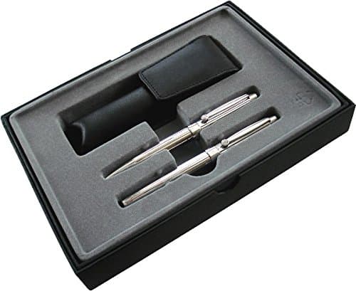 Classic Pen Set with Swarovski Crystal and Leather Pouch_CA-0783S2