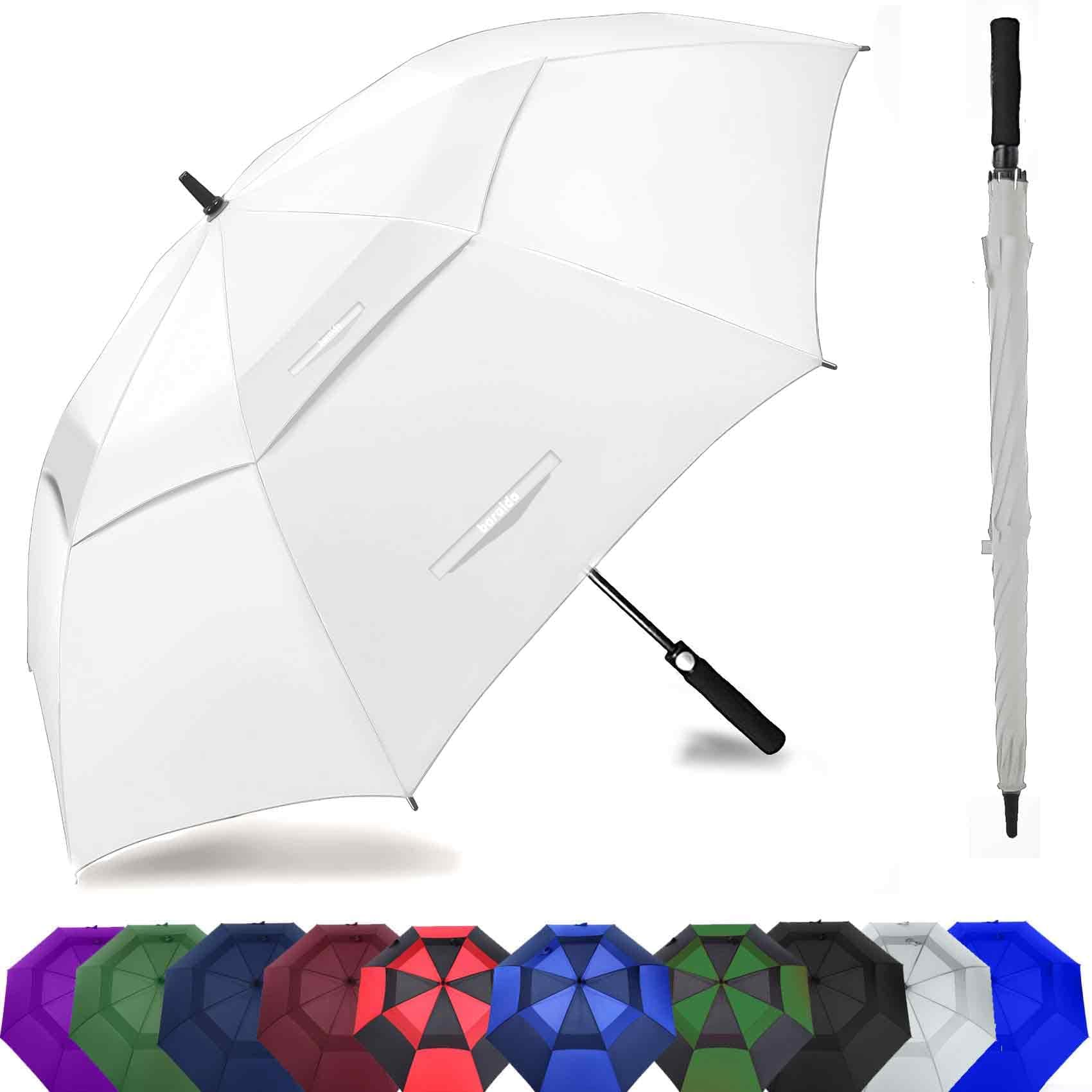 Golf Umbrella Large 62/68/72 Inch, Extra Large Oversize Double Canopy Vented Windproof Waterproof Umbrella, Automatic Open Golf Umbrella for Men and Women and Family.(68 inch,White)