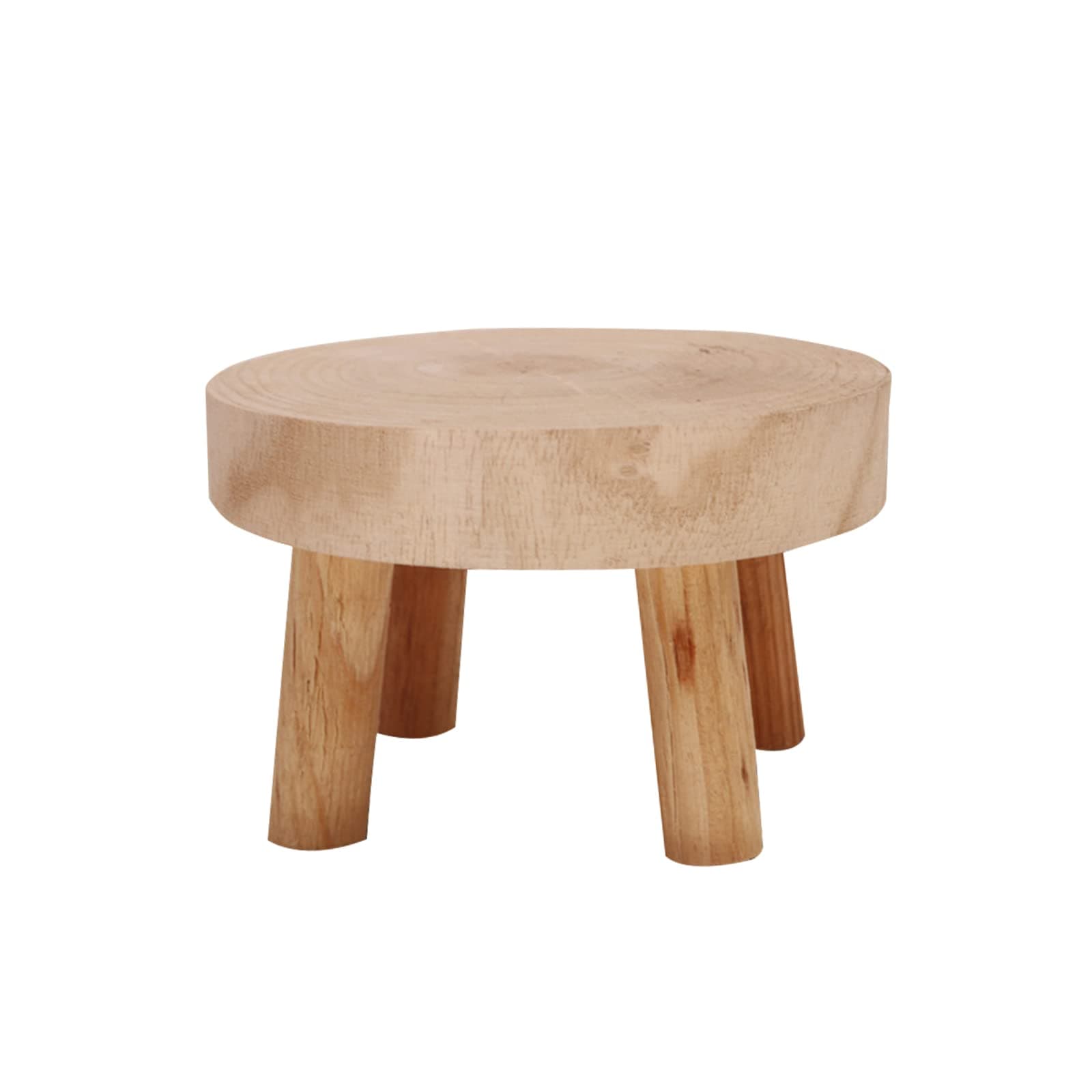 Flower Pot Holder Solid Wood Garden Plant Pot Riser Display Stands Indoor Round Plant Stand for Indoor Outdoor Patio Garden, Beige