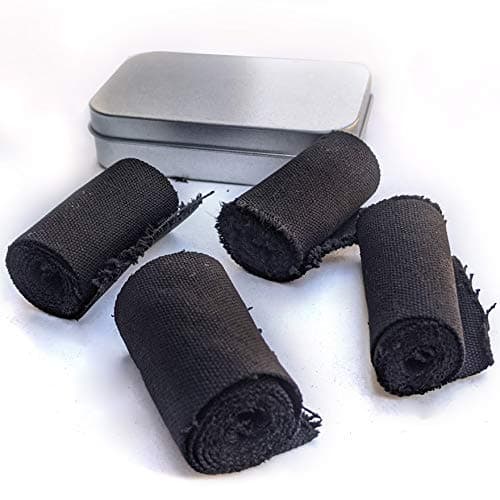 Charcloth Char Cloth Fire Starter Hand Made in USA Camping Hiking Bushcraft 4 Rolls