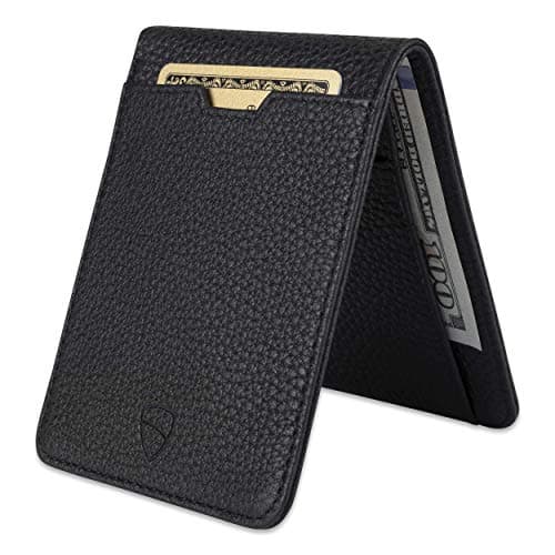 Vaultskin MANHATTAN Slim RFID Blocking Bifold Leather Wallet for Men - Minimalist Front Pocket Card Holder, Holds 9 Cards & Cash, Premium Italian Leather