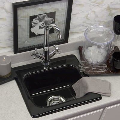 Advantage Series 16.5" x 15.5" Berkeley Rectangular Self Rimming Prep Bar Sink Finish: Black, Faucet Drillings: 2 Holes