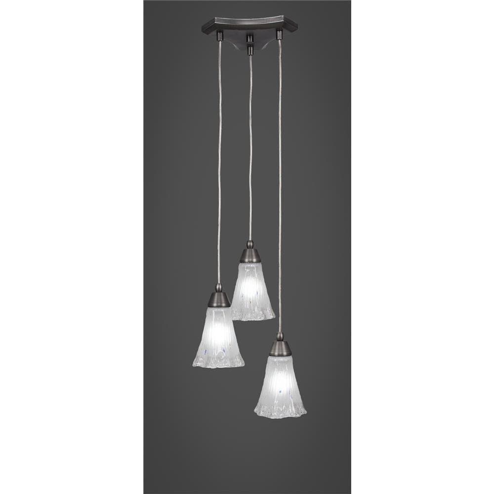 Toltec Lighting 28-BN-721 Europa - Three Light Mini Pendant, Brushed Nickel Finish with Frosted Crystal Glass