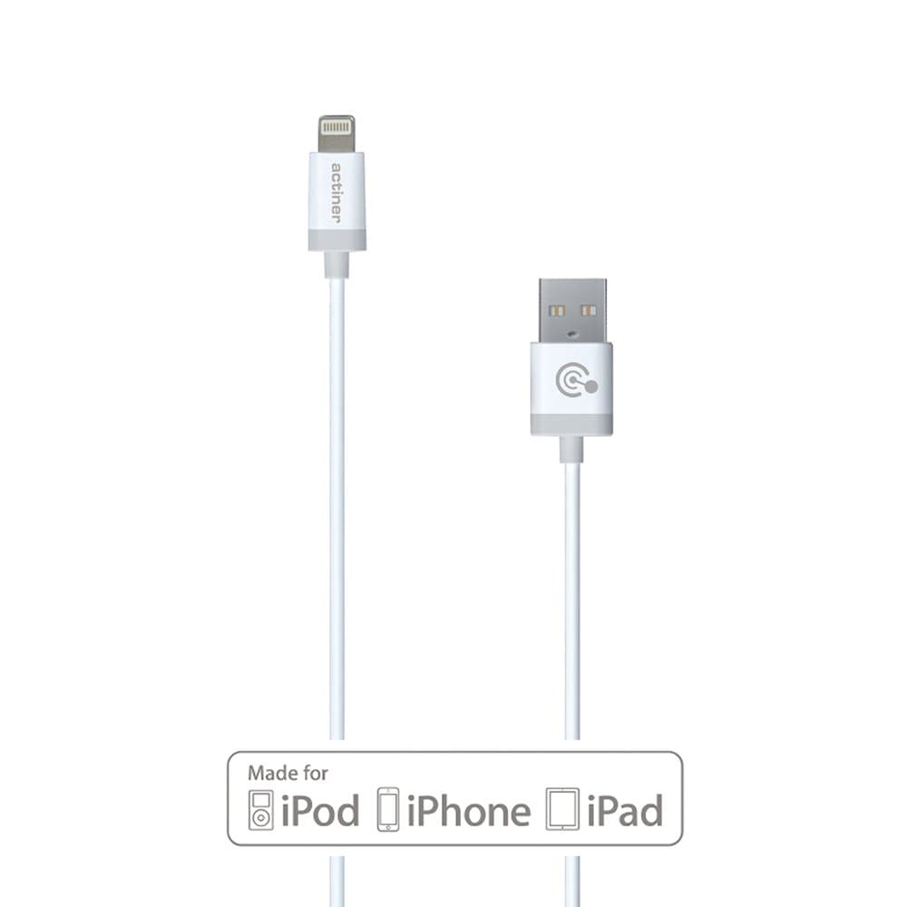 Apple Certified Lightning to USB Cable - 3 Feet (1 Meter) - Super Slim Connector (White/Silver)