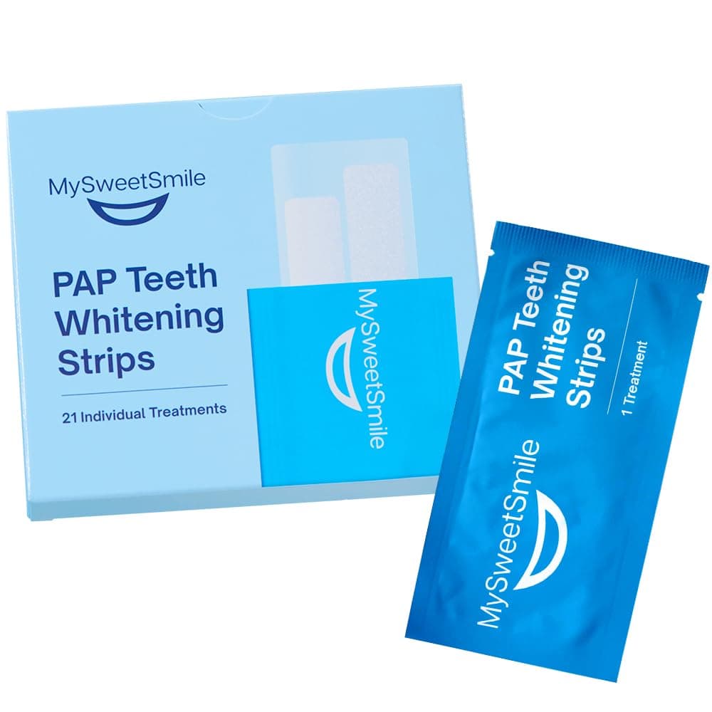 Pap Teeth Whitening Strips - Enamel-Safe & Sensitivity Free Formula - 42 Peroxide Free - IndyBest Award Winning Brand - 21 Treatments - Mint Flavor