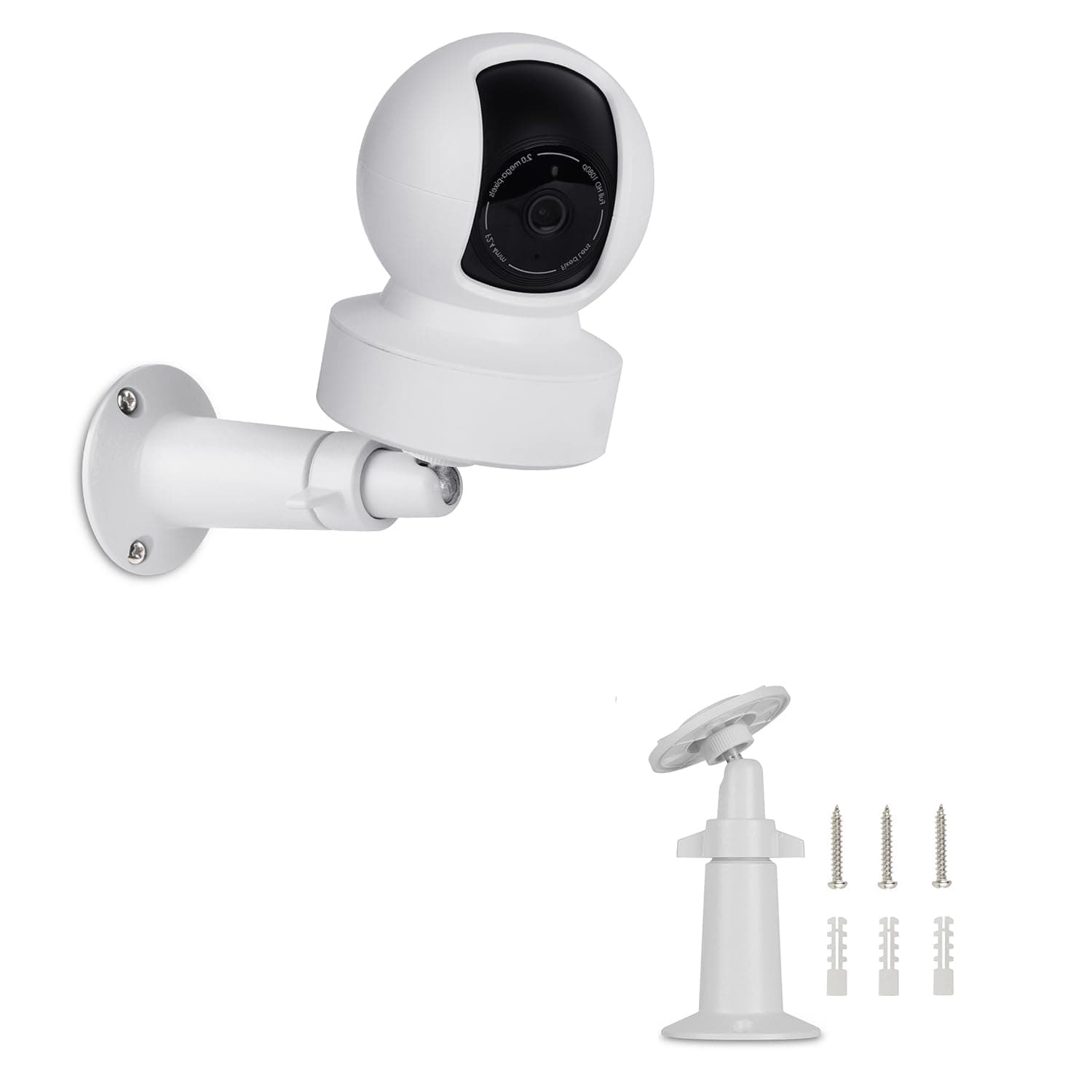 360° Adjustable Wall Mount Compatible with Kasa Indoor Pan/Tilt Smart Security Camera/Kasa 2K QHD Camera Pan/TP-Link Tapo C200, Rustproof Aluminum Alloy Security Bracket White(Not Included Camera)
