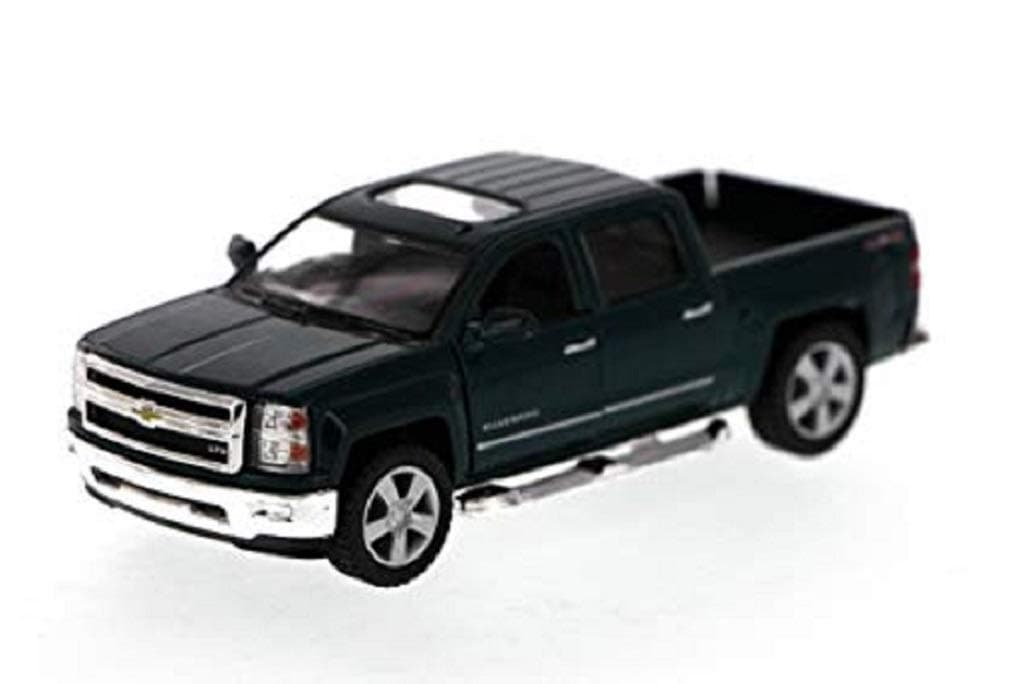 KiNSMART 2014 Chevrolet Silverado LTZ Crew Cab 4x4 1:46 Scale 5" Die Cast Metal Model Pick-up Truck Toy (Green)