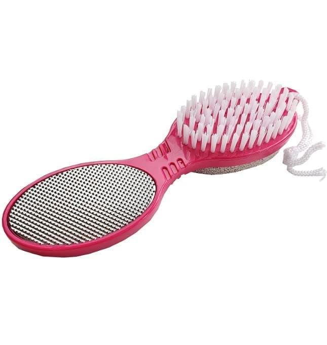 Bargain House - Multi-Purpose 4 in 1 Feet Pedicure Tools Set for Hard Skin, Callus Remover with Foot Scraper, Foot Rasp, Pumice Stone and Brush for Women Men - Dry and Wet Foot Care – Random Color