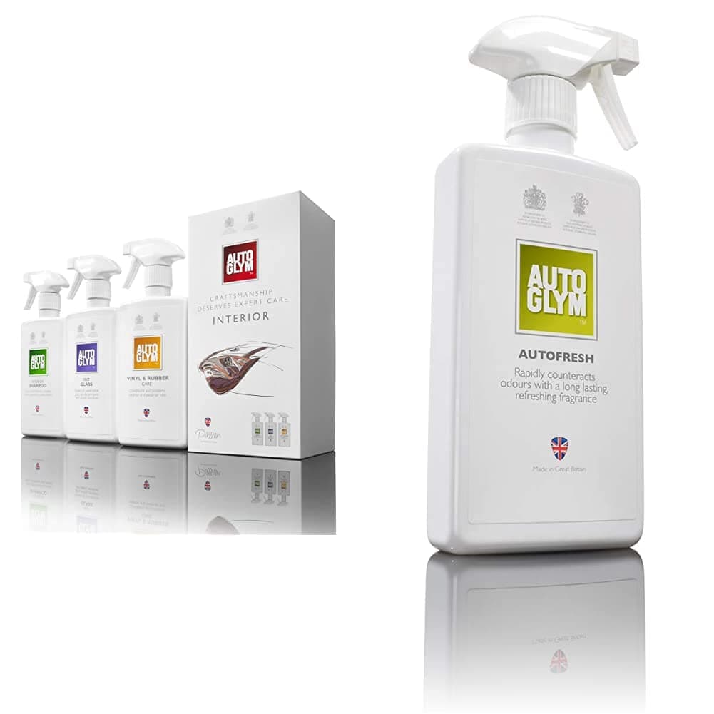 Autoglym The Collection - Perfect Interiors -- The Ideal Car Cleaning Kit That Includes Interior Shampoo, Fast Glass, and Vinyl & Rubber Care and AF500 Autofresh, 500ml,Transparent