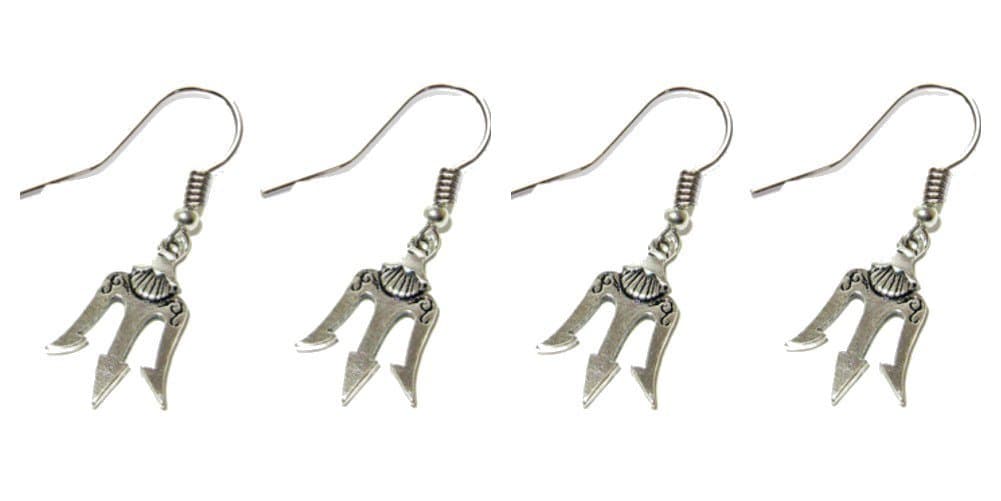 Percy Jackson Trident Silver 2 Sets of Dangle Earrings w/Gift Box
