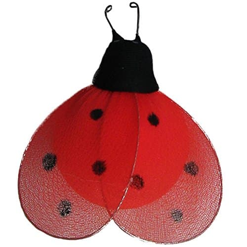Ladybug Decoration 3D Hanging Mesh Nylon Decor, Coral Red, Small, 3"x 4"