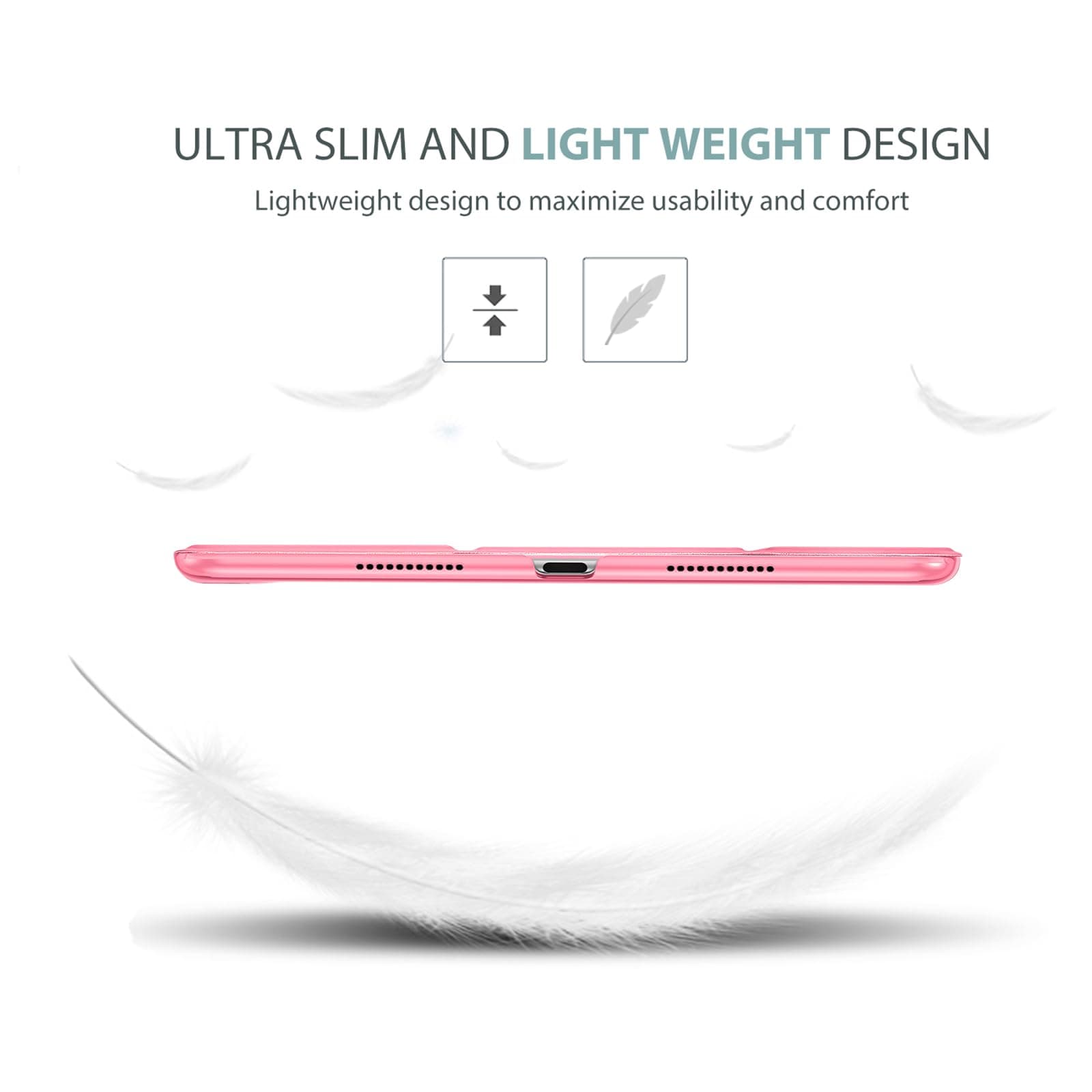 ProCase iPad Air 3 2019 / iPad Pro 10.5" 2017 用ケース 超スリム 三つ折スタンド オートスリープ 半透明フロスト バックカバー - メロンピンク