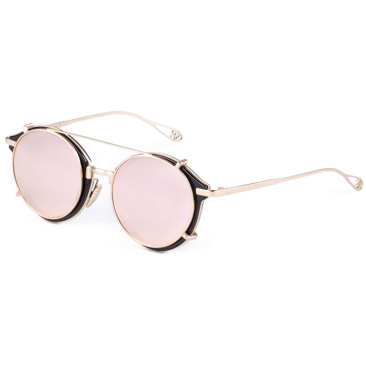 Clip on Sunglasses Polarized Flip Up: Double Lens Removable Retro Metal Steampunk Glasses for Men Women