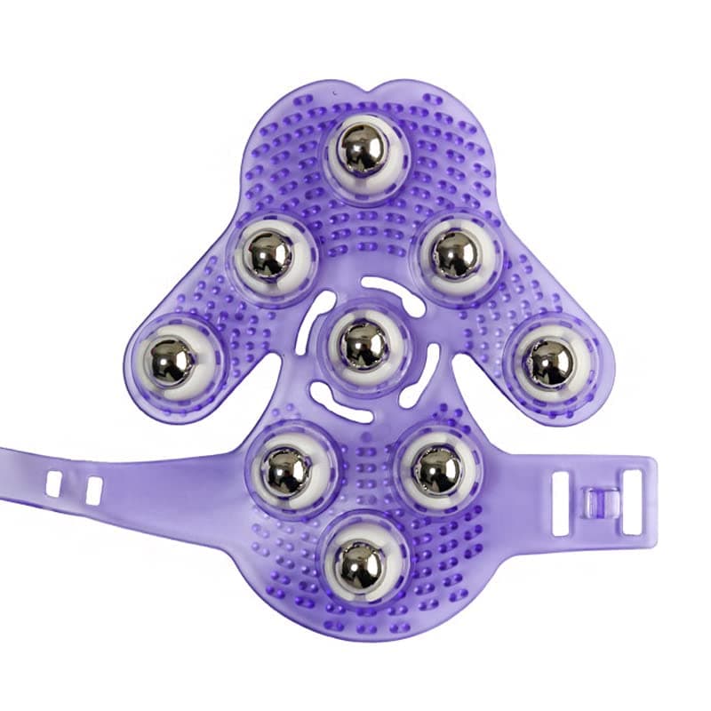 Topwon Palm Shaped Massage Glove 360-degree-roller Metal Roller Ball Beauty Body Care,Cellulite Reduction (Purple)