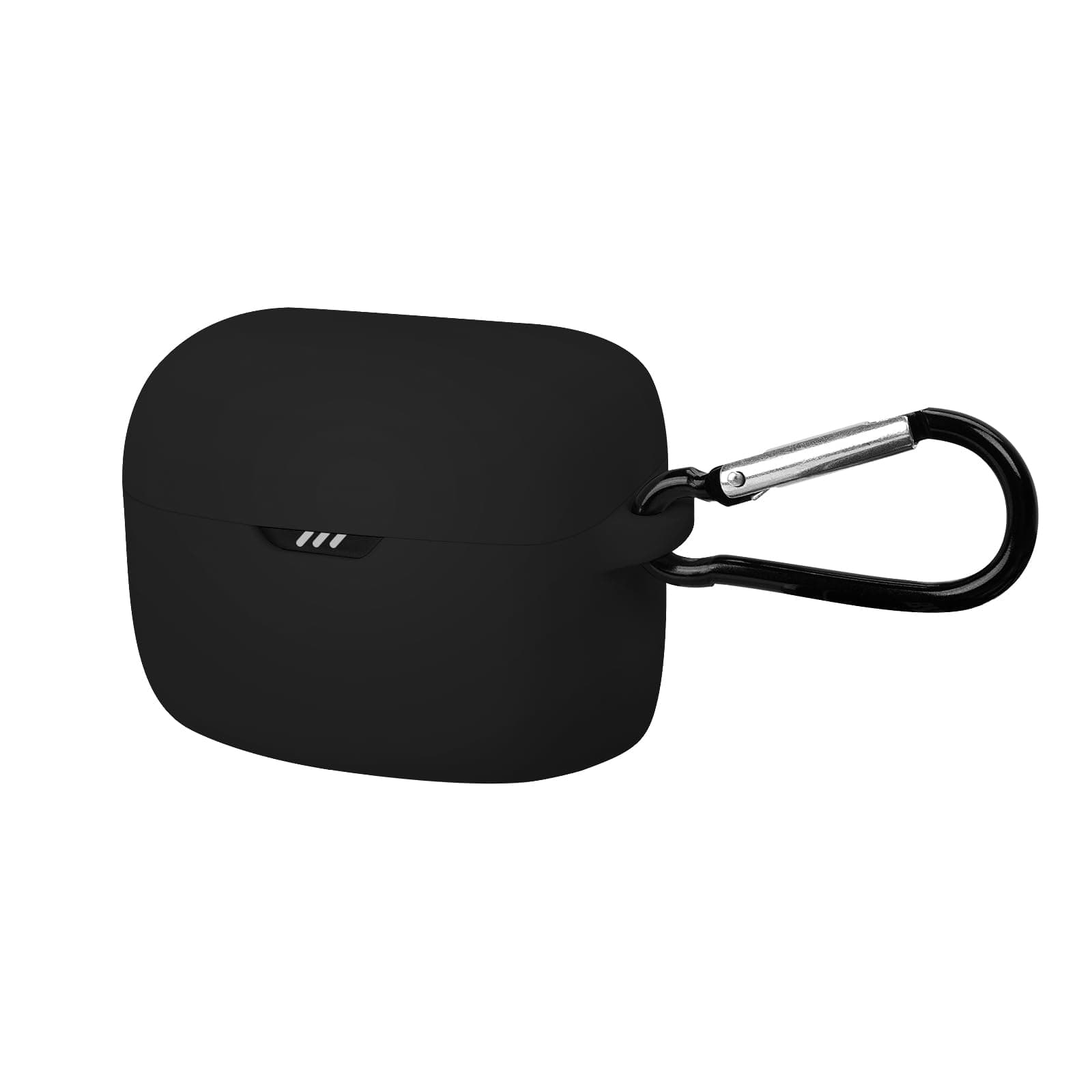 Geekria Silicone Case Cover Compatible with JBL TUNE BUDS True Wireless Earbuds, Protective Earphones Skin Cover with Keychain Hook, Charging Port Accessible (Black)