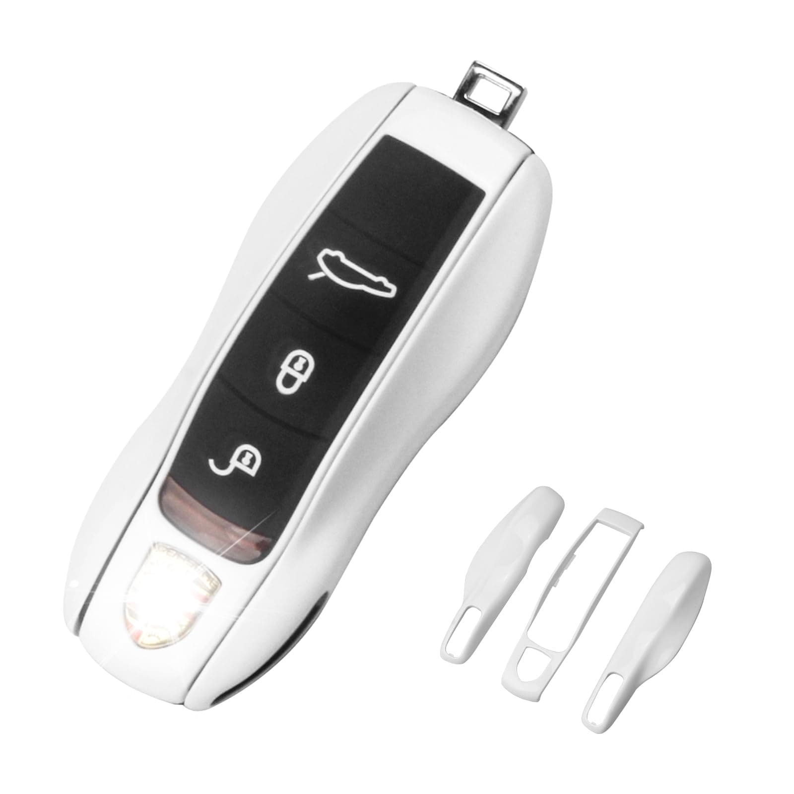 for Porsche Key Fob Cover,3-Piece Painted Key Shell Compatible with Porsche Cayenne Panamera Macan 911 Boxter Cayman (White)