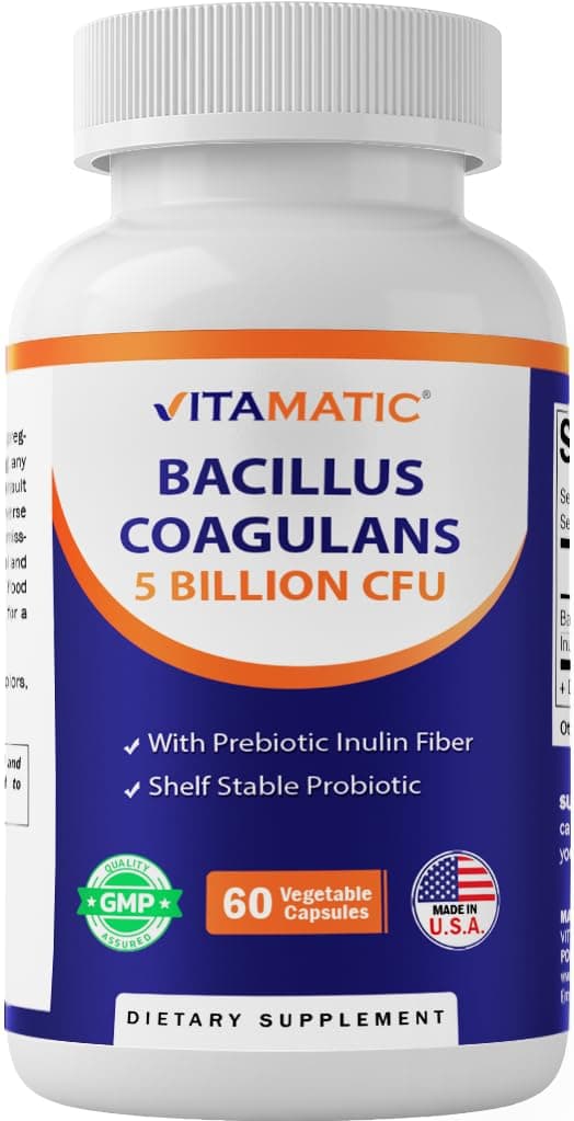 Bacillus Coagulans Shelf Stable Probiotic Supplement - Promote GI Digestive Health - 60 Vegetable Capsules - Survives Stomach Acids