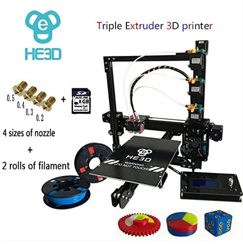 EI3 3D Triple Extruder Printer DYI Kit, Reprap Prusa i3 High Accuracy with Heated Print Bed