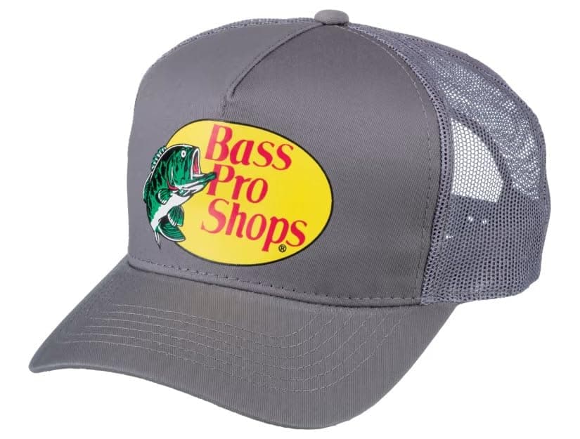 Bass Pro Shops Men's Trucker Hat Mesh Cap (Grey) - One Size Fits All Snapback Closure - Great for Hunting, Grey, 0, Grey, 0