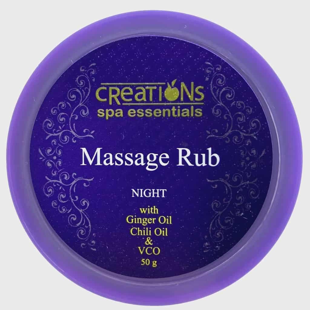 Creation Spa Essentials Pain Relief Massage Rub 50g Night with ginger oil chili oil and VCO