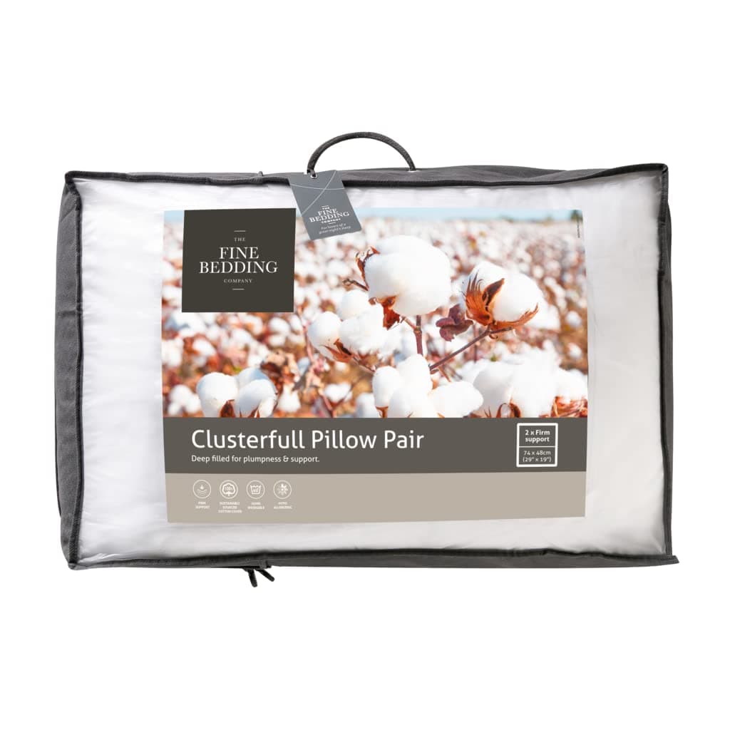 Luxury Microfibre Pillows – Medium Firm Pillow Pair for Support with Cotton Covers for Long-Lasting Support, Premium Pillows for Bed, Hypoallergenic, Machine Washable - 2 Pack