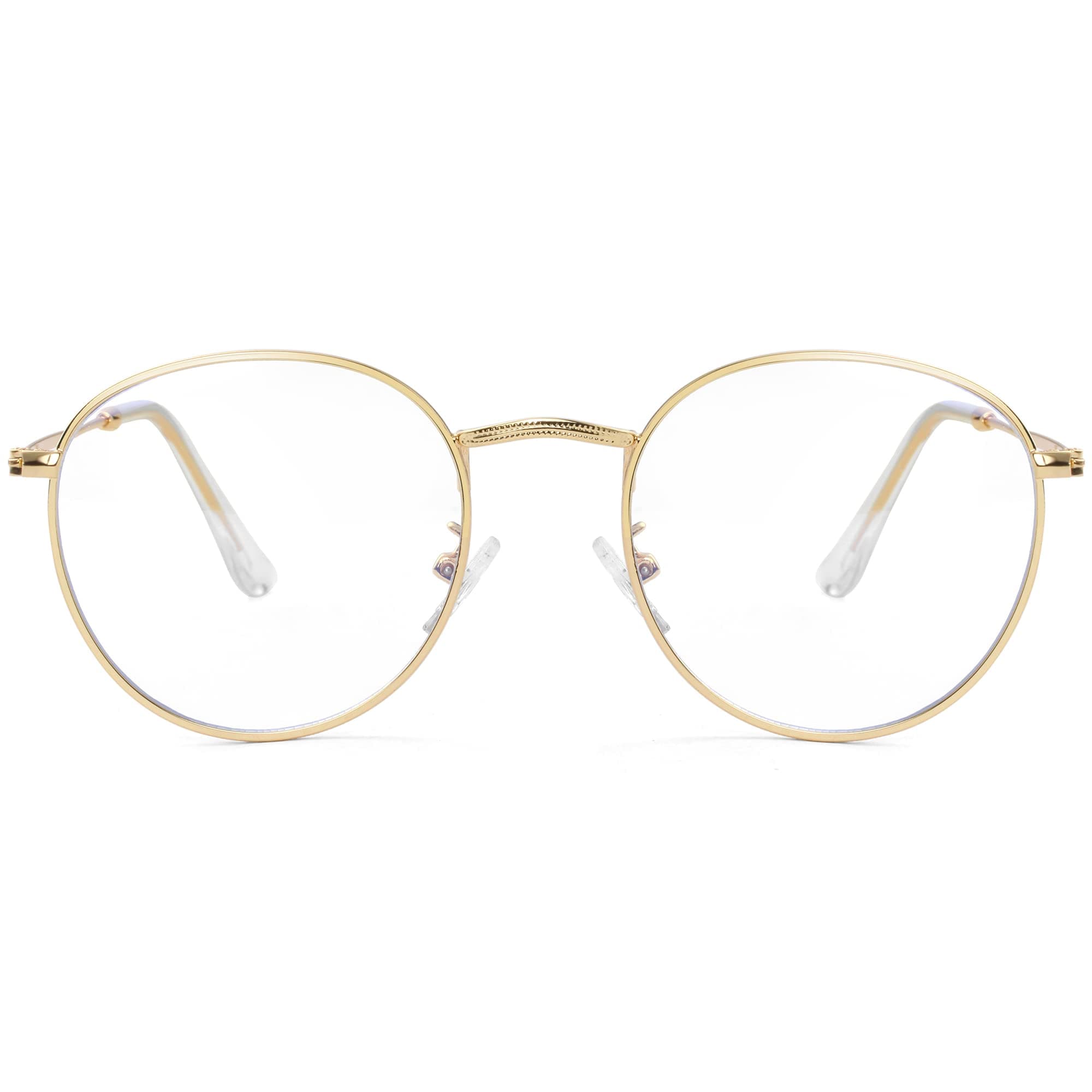 Blue Light Blocking Glasses for Women Men Retro Round Clear Lens Computer Game Metal Frame Eyeglasses