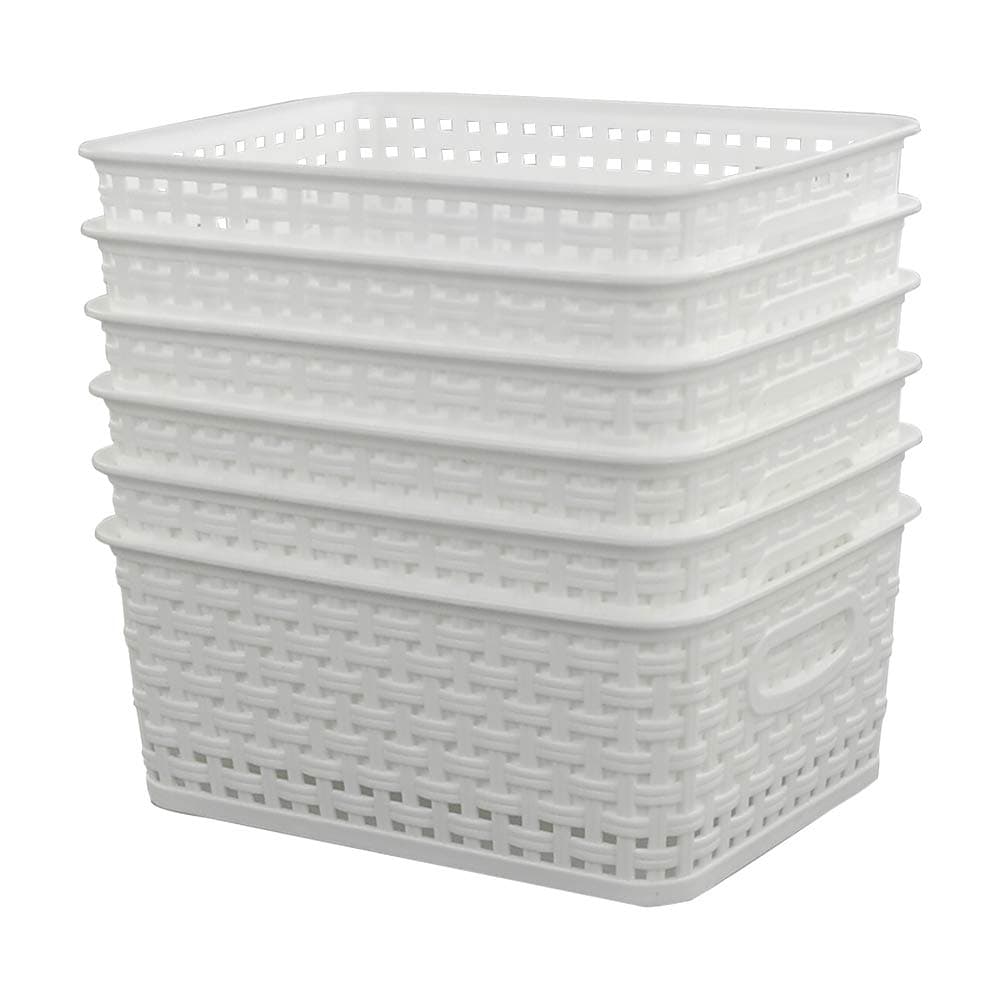 Pekky White Plastic Storage Basket, Kitchen Organizer, Set of 6