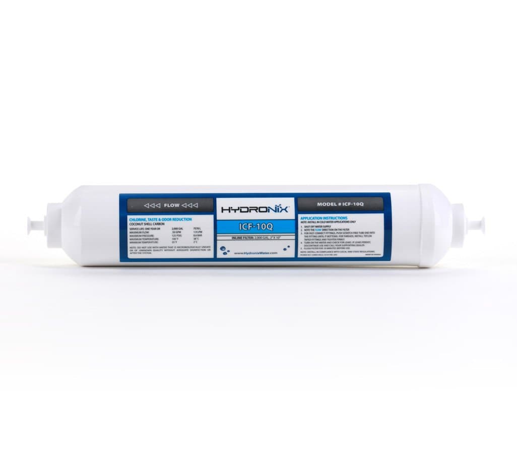 HydronixICF-10Q Inline Coconut Carbon Water Filter - .25 in. Quick Connect