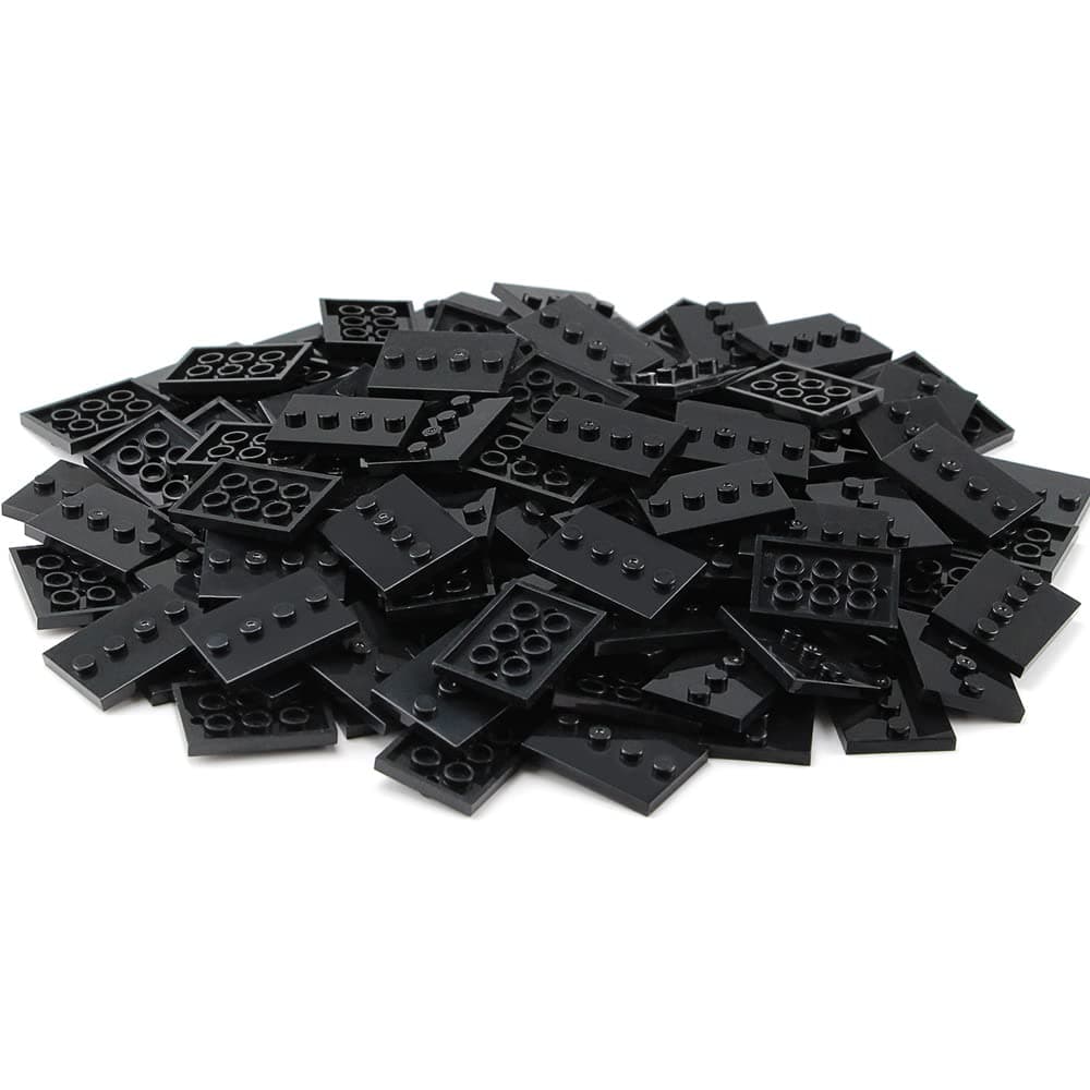 Feleph 120pcs Plates Parts Tile Modified 3x4 with 4 Studs in Center Black Compatible with Figure Display Base Collector Series Pack Set 88646