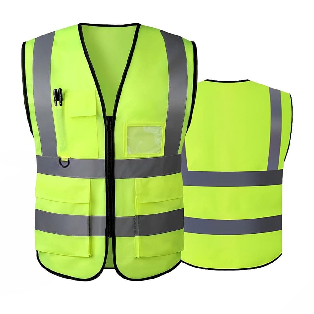 Reflective Vest Working Clothes High Visibility Day Night Warning Safety Vest Construction Safety Clothing Class 2 Safety Vests ANSI with 5 Pockets Zipper