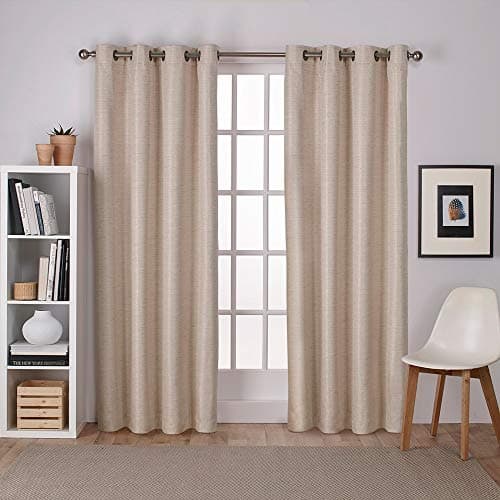 Exclusive Home Curtains Raw Silk Thermal Window Curtain Panel Pair with Grommet Top, 54x84, Taupe, 2 Piece