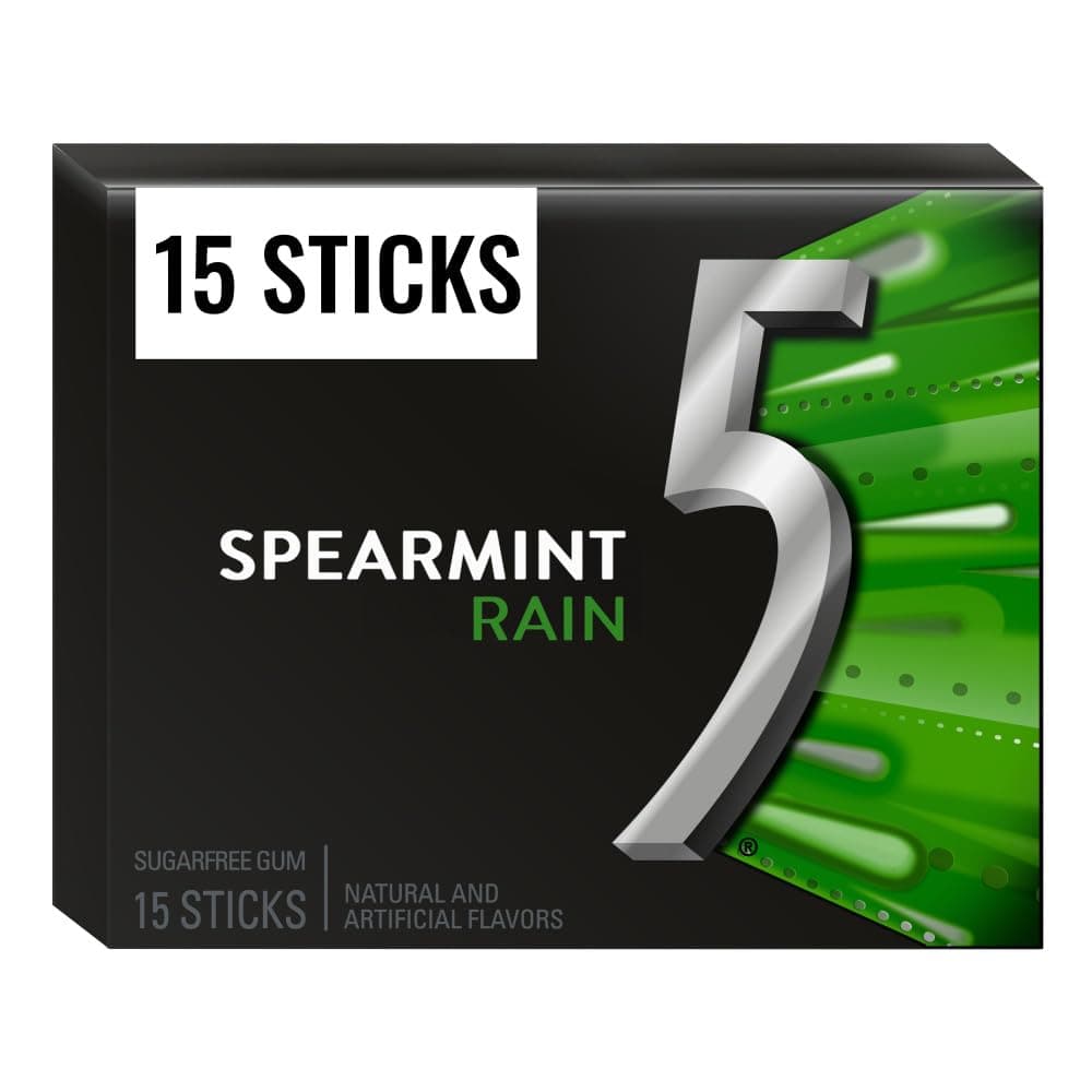 Spearmint Sugarfree Gum, Piece Single Pack, Rain, 15 Count