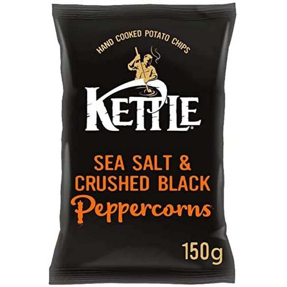 Kettle Chips Chips/Crisps Potato Pepper & Salt Sea Salt & Black Pepper Plastic Bag 1'S 150g X1