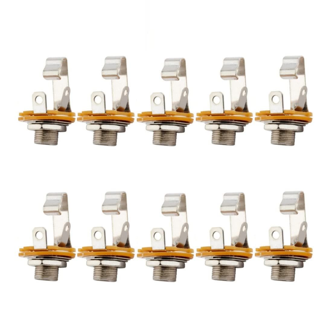 1/4 inch 6.35mm Microphone Mono TS Socket Female Connector Panel Mount Adapter 10 Pcs